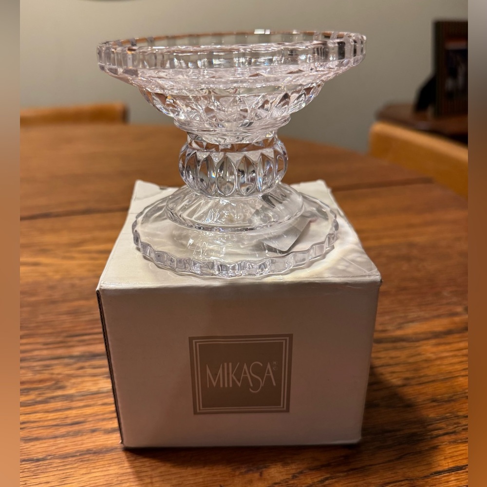 Mikasa Jubilation Clear Crystal Candle Holder NWT